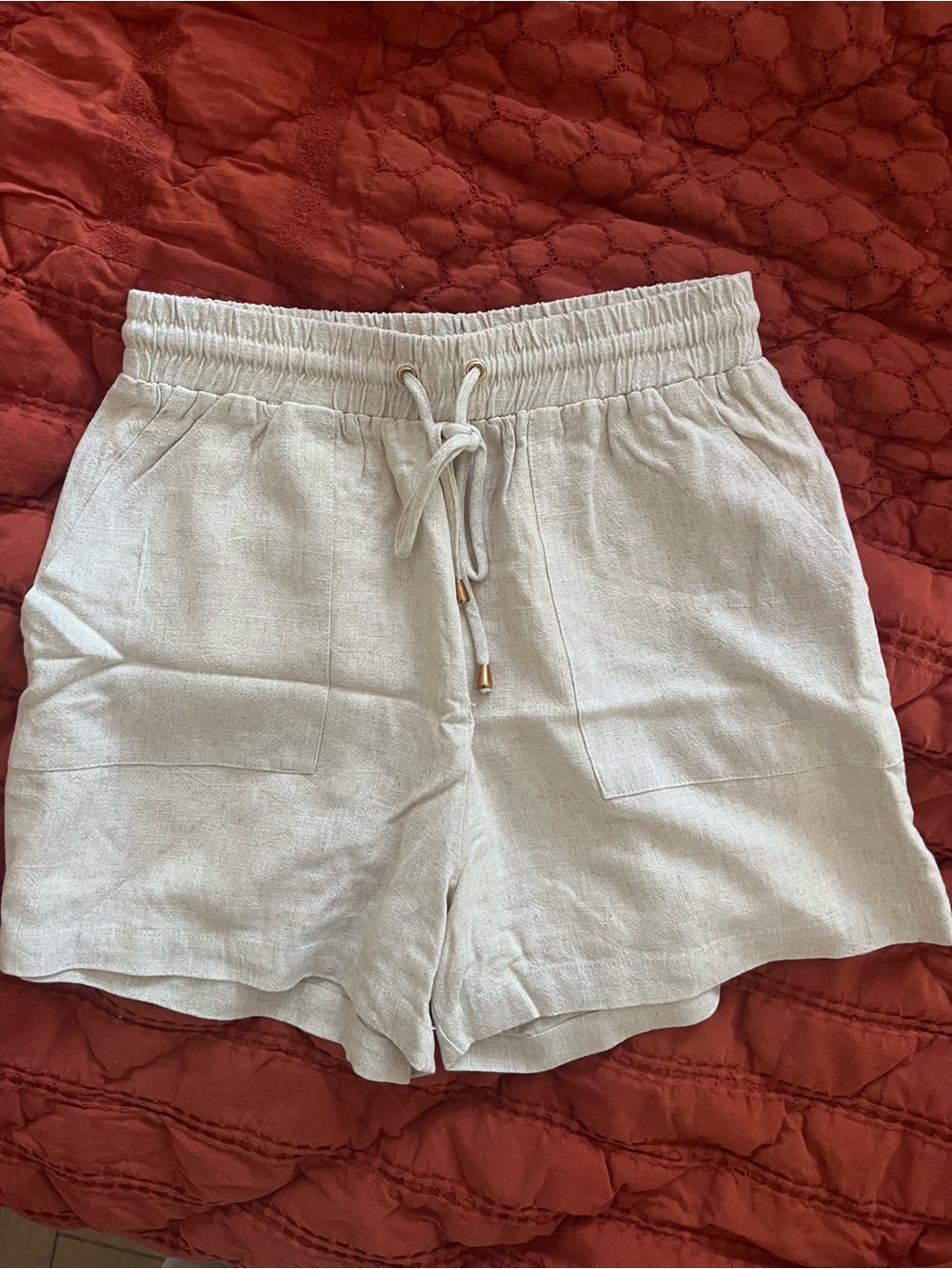 Neutral Ground Linen-Blend Shorts